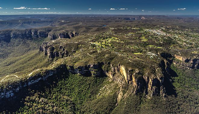 Autopia Blue Mountains Aerial view with of Narrowneck and Katoomba Destination NSW