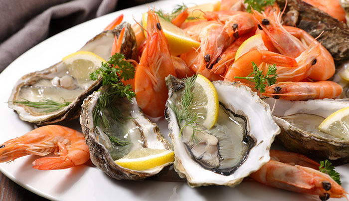 shrimp, oyster and clam