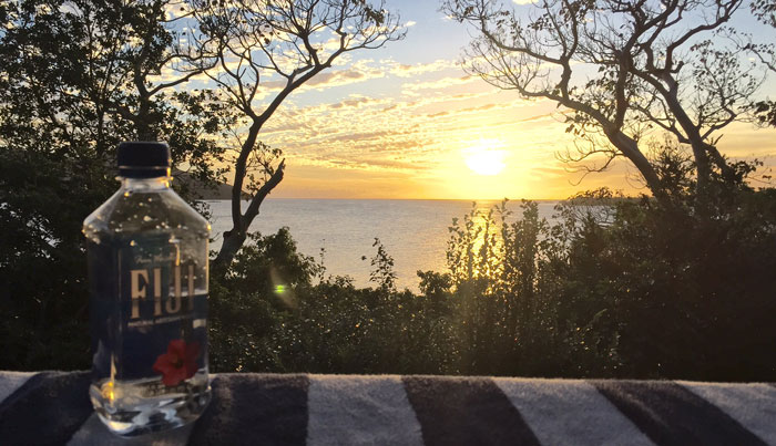 FIJI water and sunset