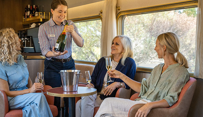 train, The Ghan, food, Outback, fire, wine