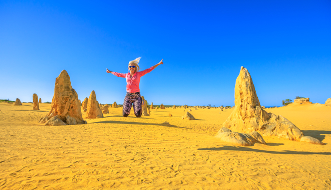 jump in Pinnacles Desert
