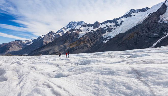 The Helicopter Line Tasman Glacier Heli Hike Hiking Across a Glacier Within the Mount Cook National Park