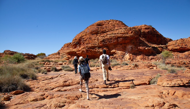 Asian tourists exploring Kings Canyon