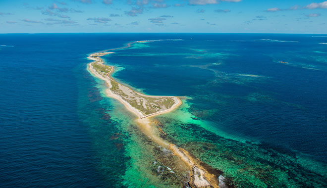 Aerial view Abrolhos Islands