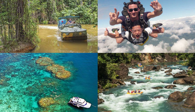 cairns package skydive army duck reef raft