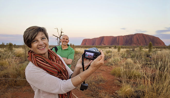 Viewing Uluru at sunrise