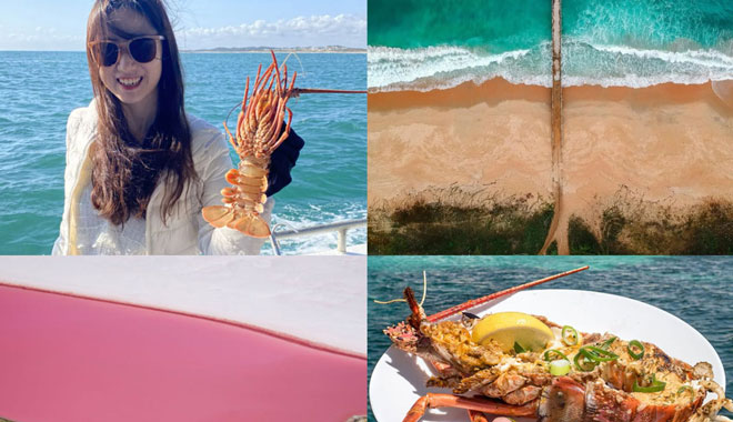 pink lake sun and sea