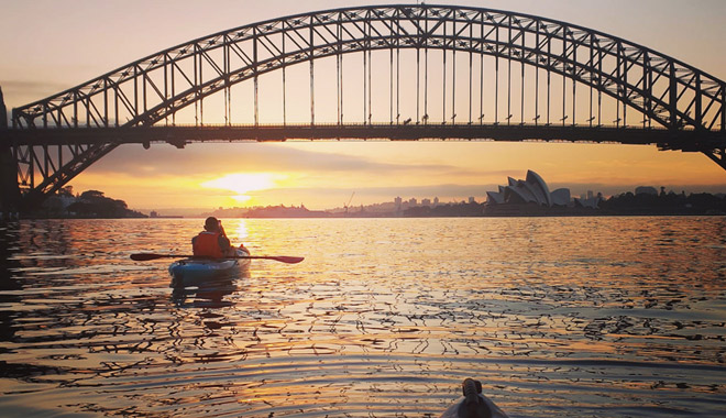 sydney kayak experience sunset