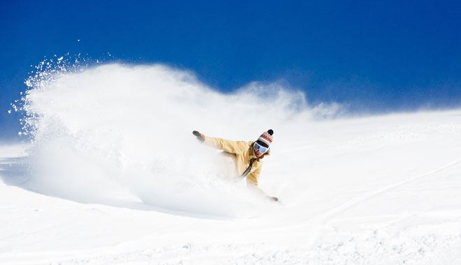 Powder Snowboarding Sunny